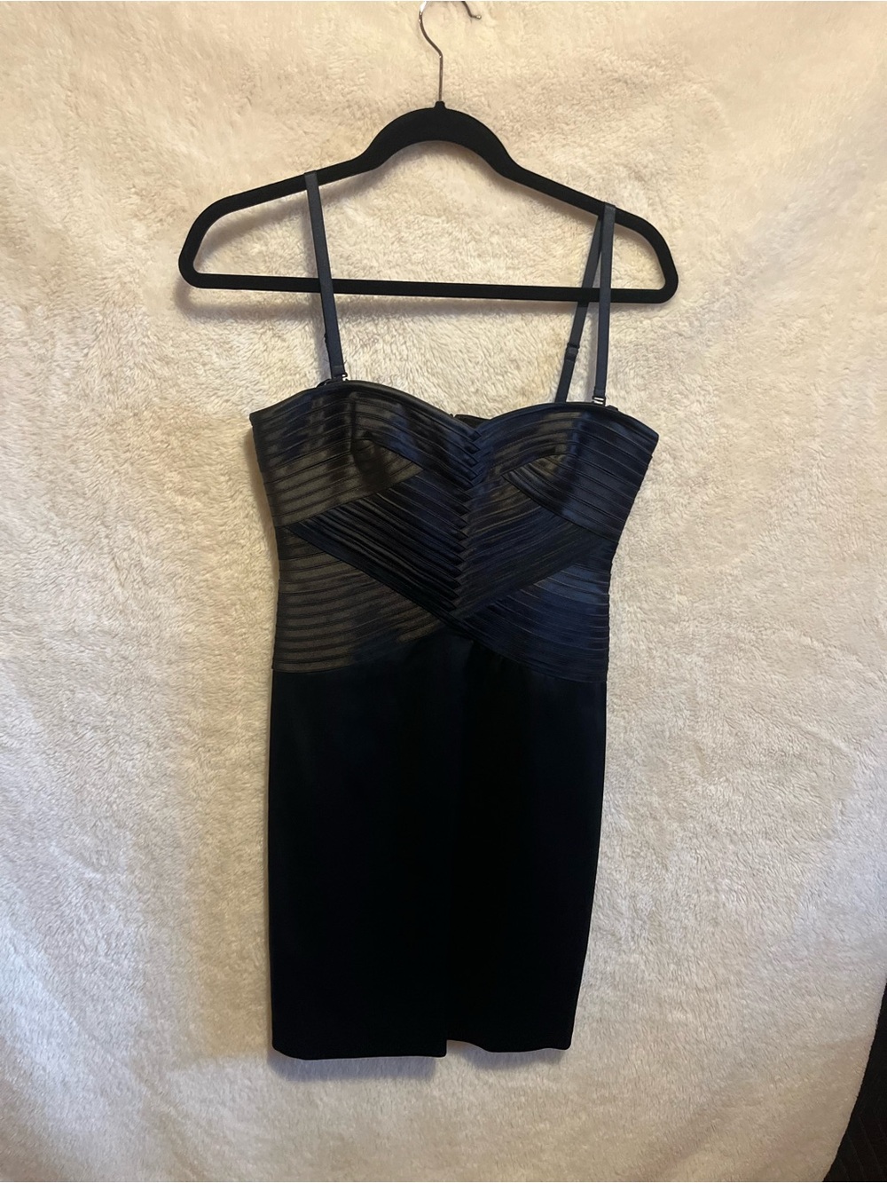 BCBGMAXAZRIA Black Pleated Cocktail Dress — Size 4 — Bandage Style